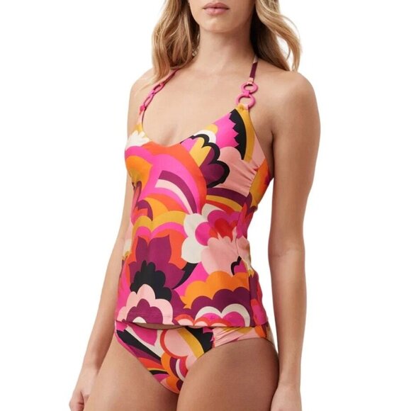 NWT Trina Turk Fan Faire Tankini Top & Bikini Bottom Set Sz 6 - Picture 1 of 11